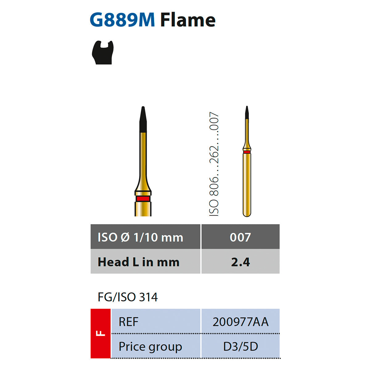 889M Fresa de diamante Micro Fresa llama